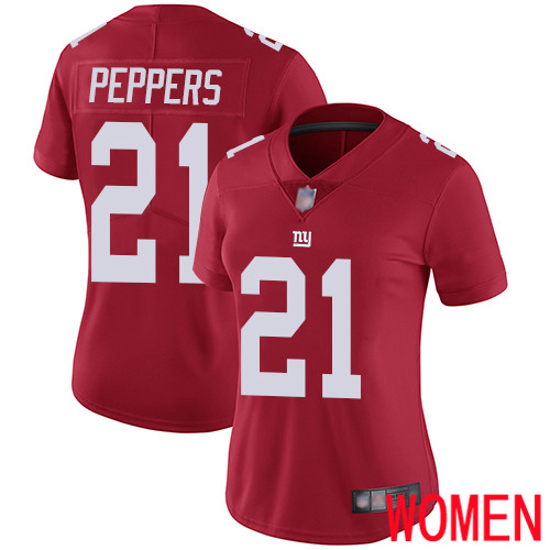 Women New York Giants #21 Jabrill Peppers Red Limited Red Inverted Legend Football NFL Jersey->women nfl jersey->Women Jersey